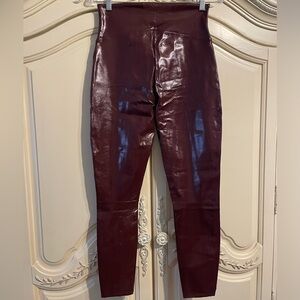 SPANX New With Tags faux leather leggings Sz Large Maroon